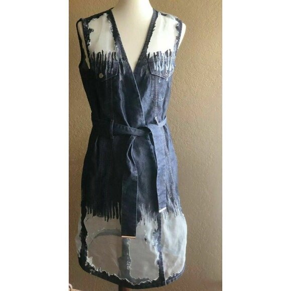 Diesel Womens Blue Mesh Denim F-D-01 Dress XS - Picture 7 of 12